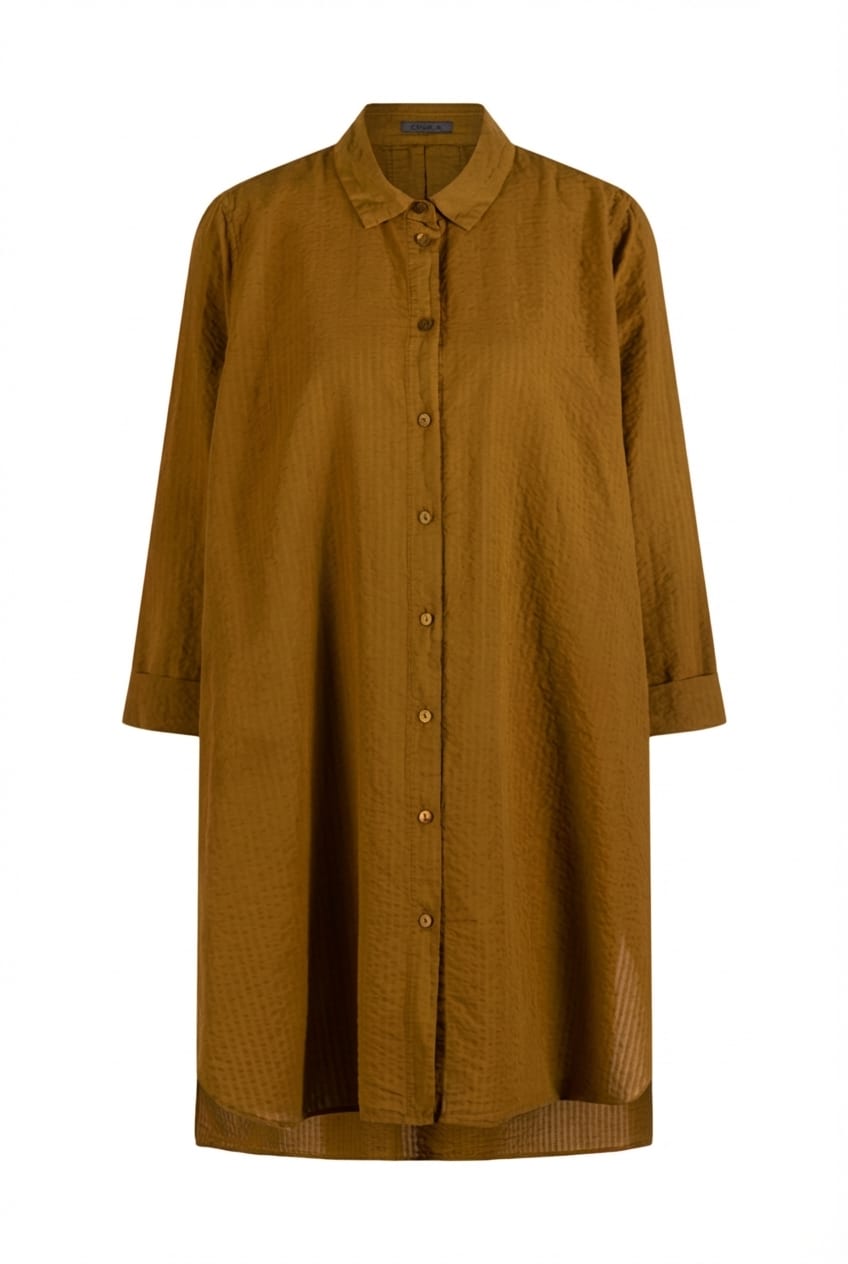 Blouse 637 - Cotton linen seersucker - 752NUGGET - 10260110614