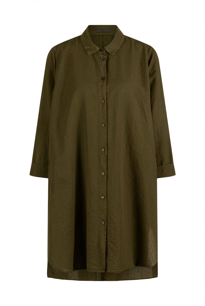 Blouse 637 - Cotton linen seersucker - 772CACTUS - 10260110614