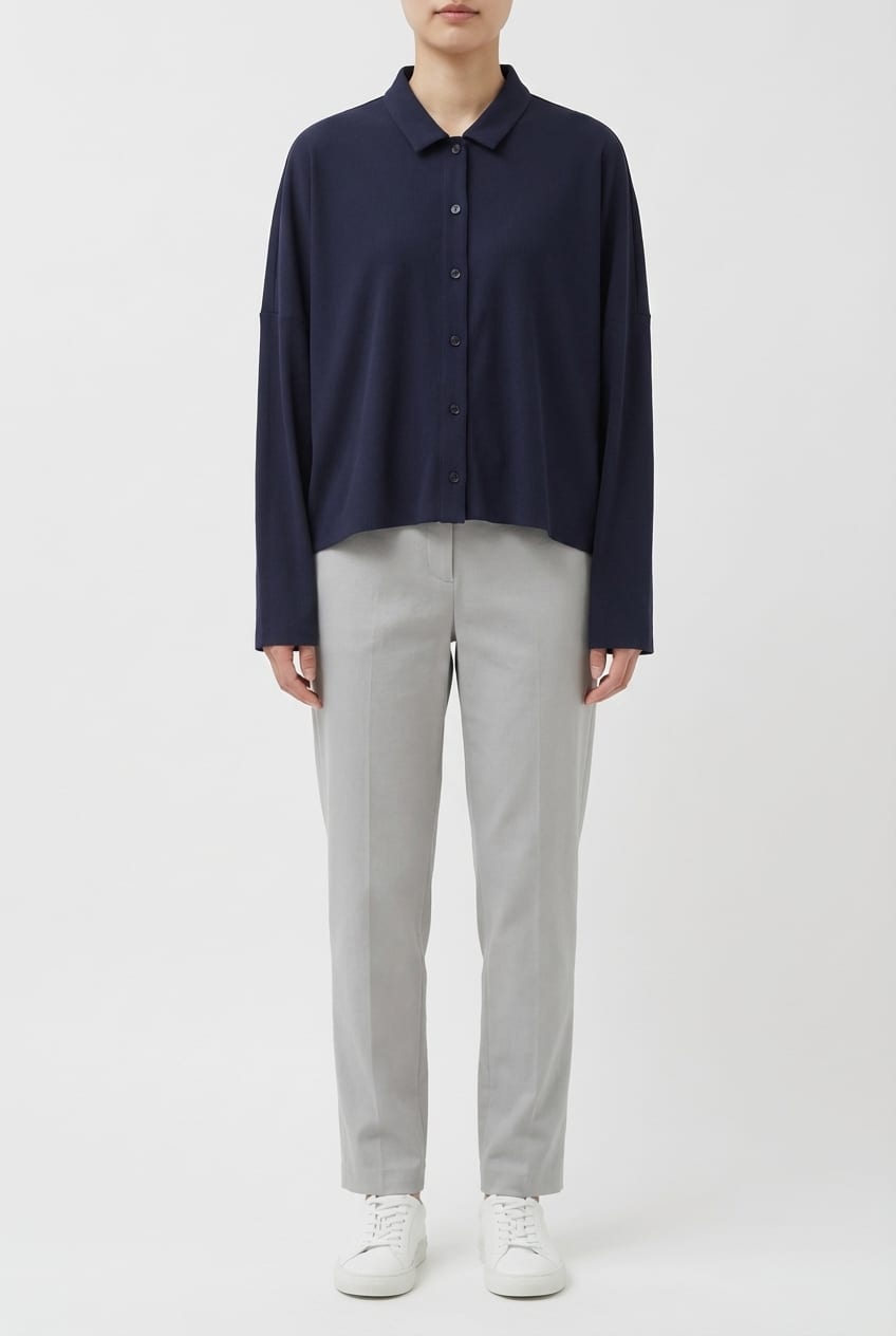 Blouse 638 - Techno stretch rib - 490NAVY - 10260110615
