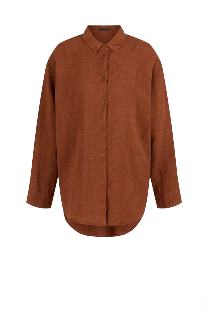 Blouse 618 - Linen fine stripes - 230RUST - 10260110618