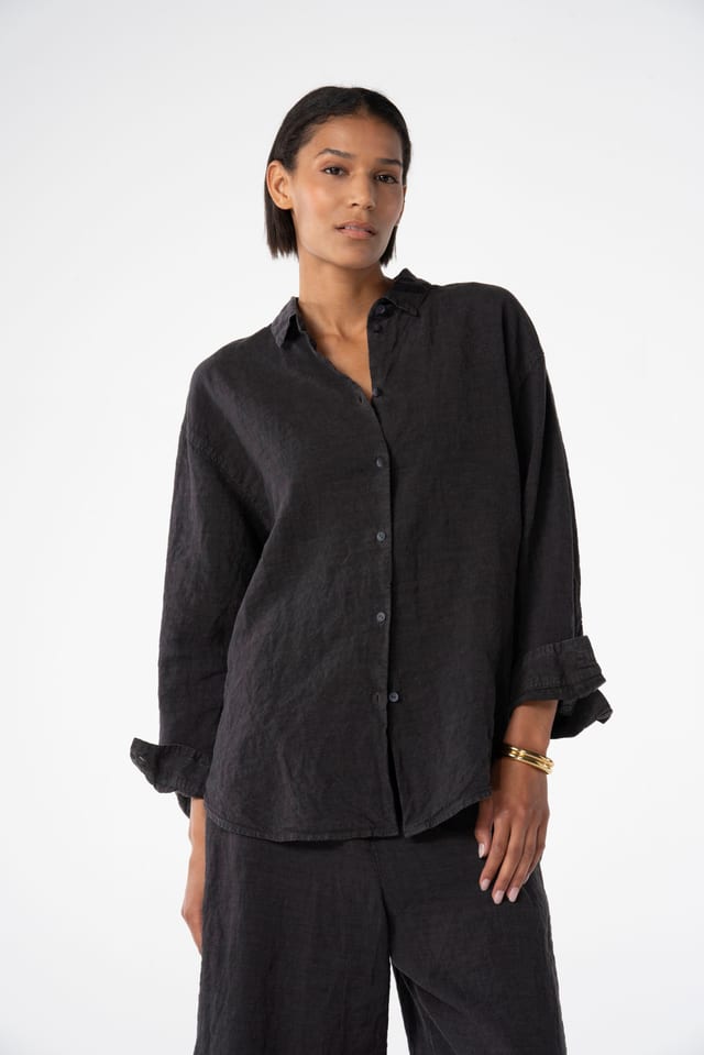 Blouse 618 - Linen fine stripes - 480SHALE - 10260110618