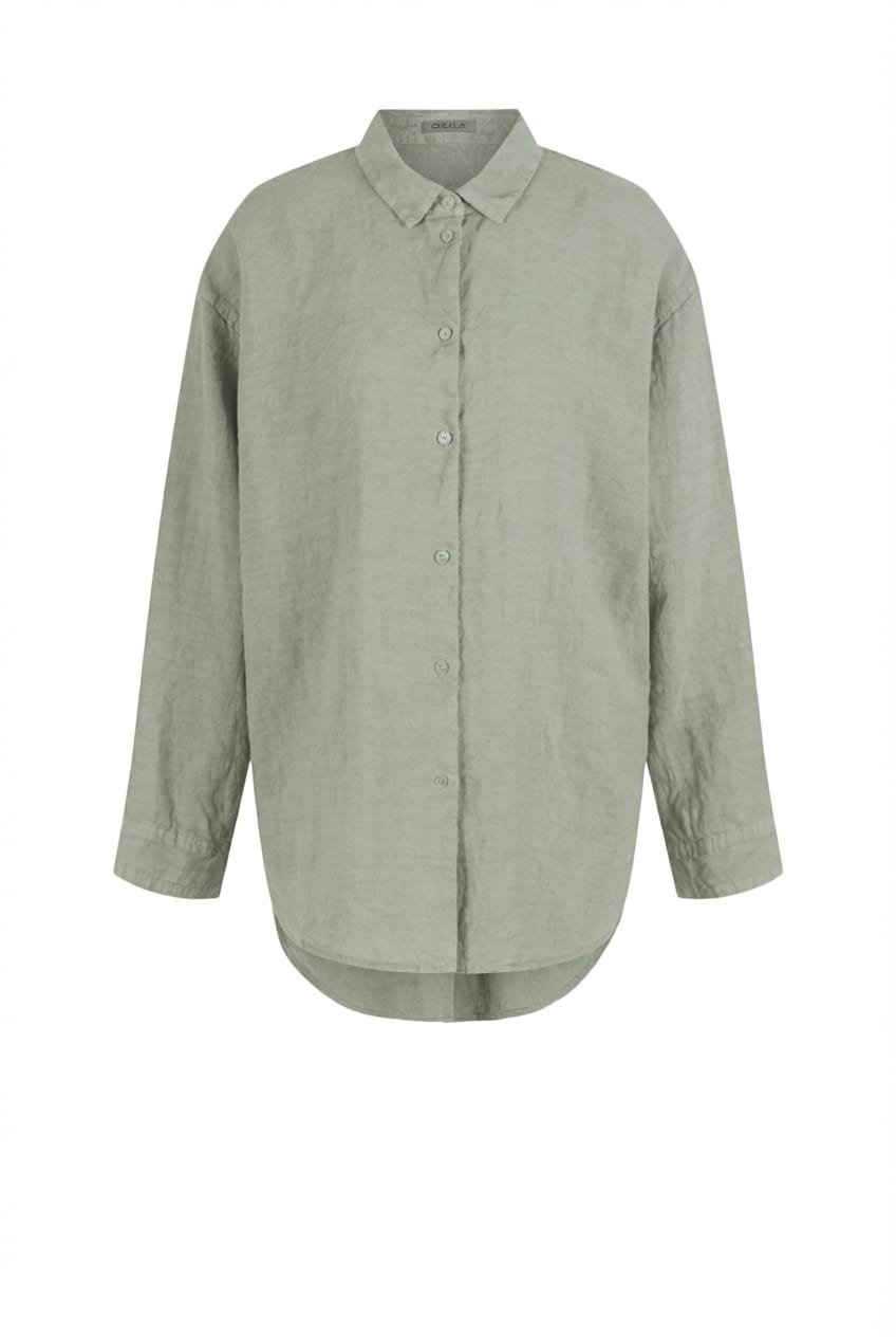 Blouse 618 - Linen fine stripes - 620POOL - 10260110618
