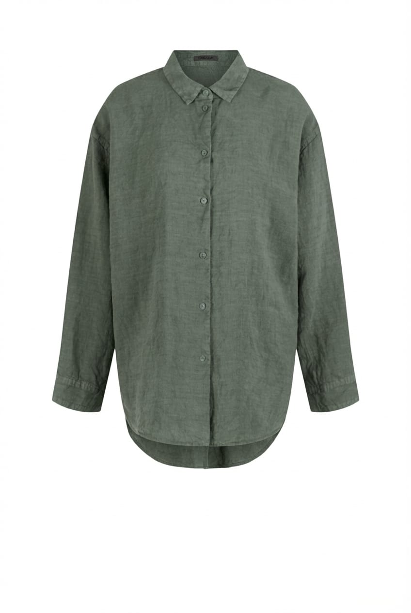 Blouse 618 - Linen fine stripes - 650ALOE - 10260110618