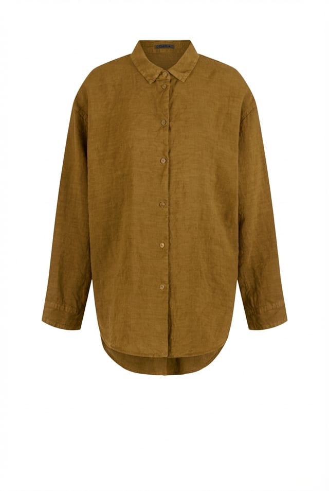 Blouse 618 - Linen fine stripes - 750NUGGET - 10260110618