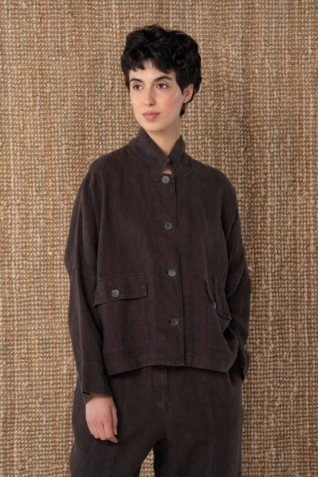 Jacket 606 - Heavy linen - 480SHALE - 10260110621