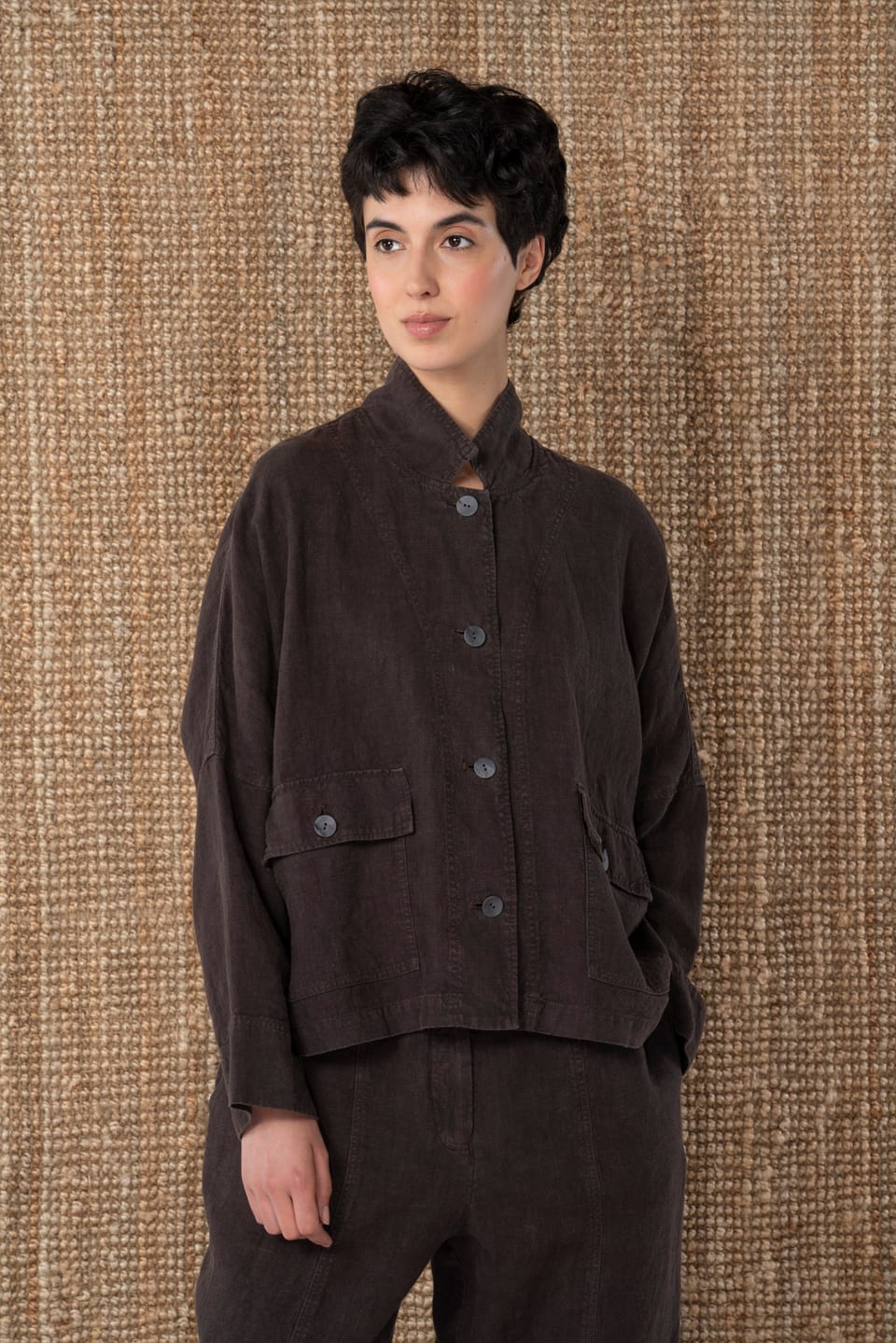 Jacket 606 - Heavy linen - 480SHALE - 10260110621