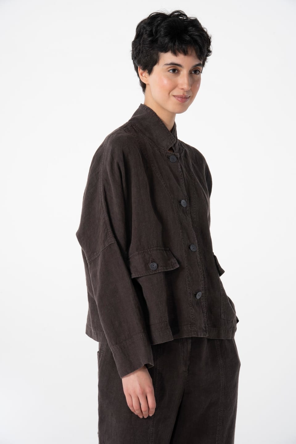 Jacket 606 - Heavy linen - 480SHALE - 10260110621