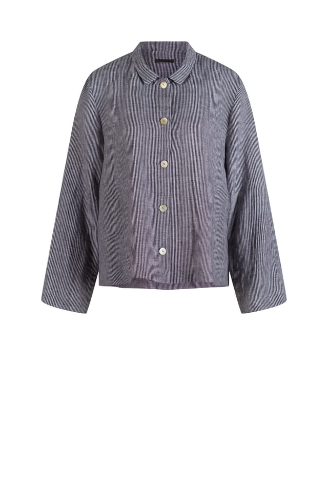 Jacket 608 - Linen stripes variations - 990BLACK - 10260110623