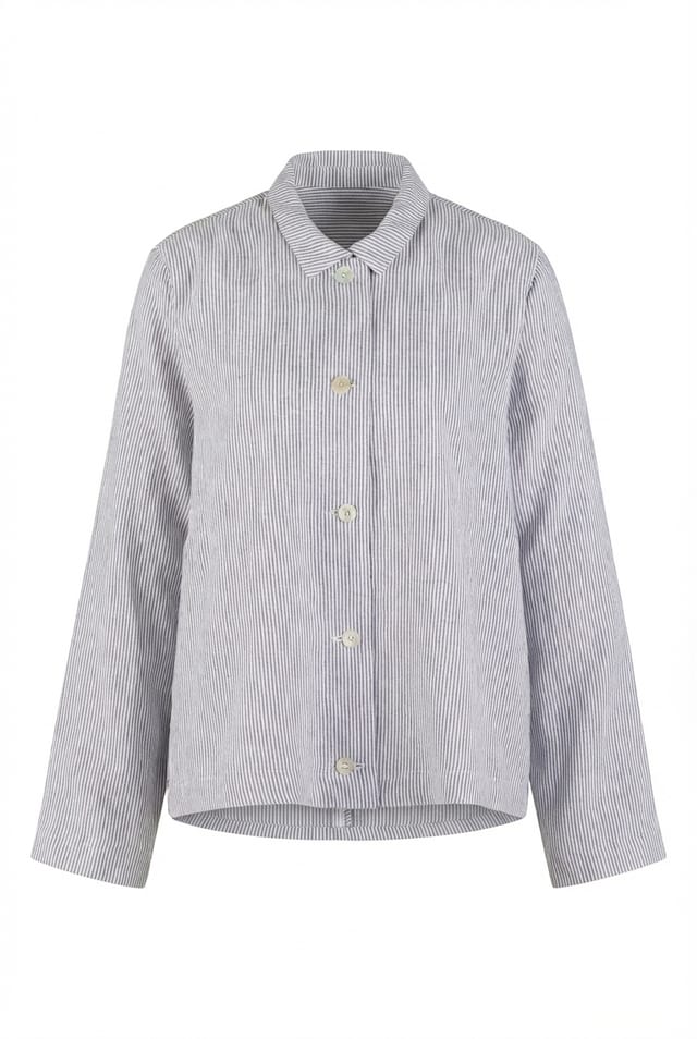Jacket 608 - Linen stripes variations - 991BLACK - 10260110623