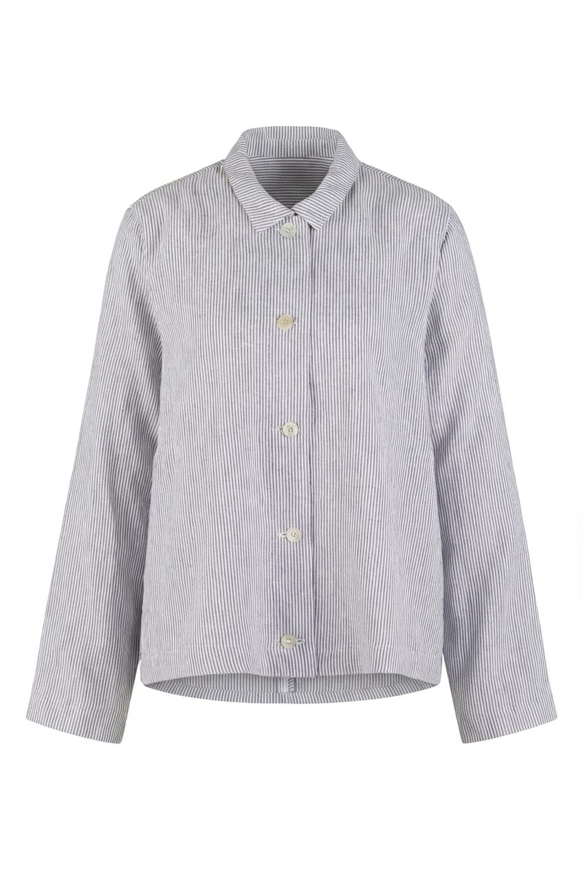 Jacket 608 - Linen stripes variations - 991BLACK - 10260110623
