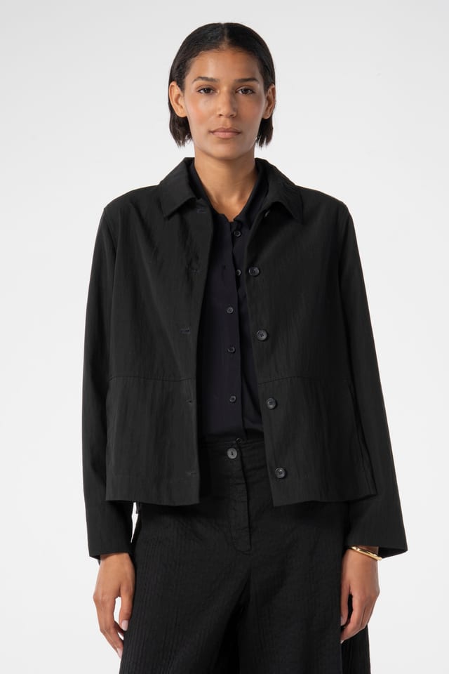 Jacket 609 - Subtle shiny lyocell blend - 990BLACK - 10260110624