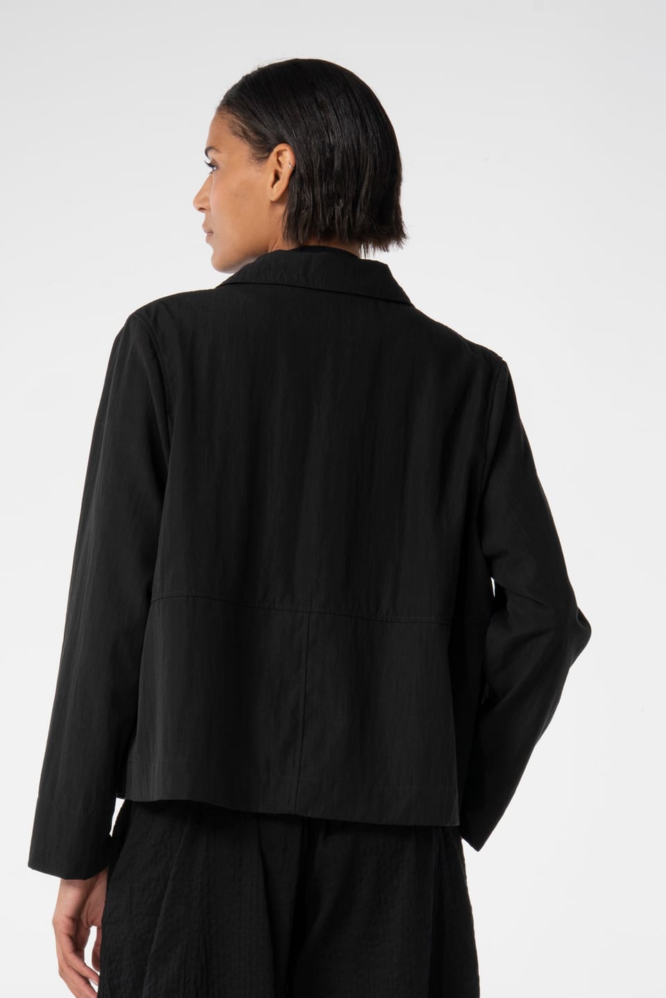 Jacket 609 - Subtle shiny lyocell blend - 990BLACK - 10260110624