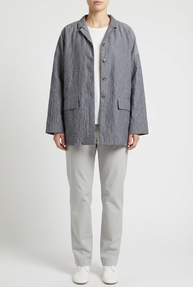 Jacket 610 - Chambray seersucker - 490NAVY - 10260110625