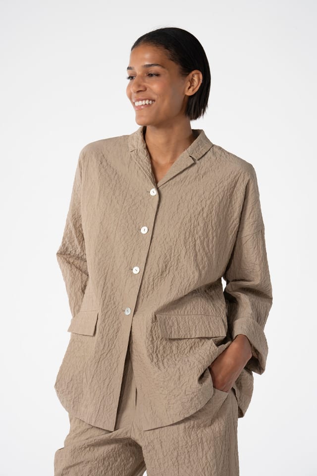 Jacket 610 - Chambray seersucker - 840DUNE - 10260110625