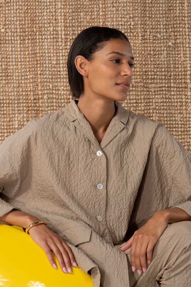 Jacket 610 - Chambray seersucker - 840DUNE - 10260110625