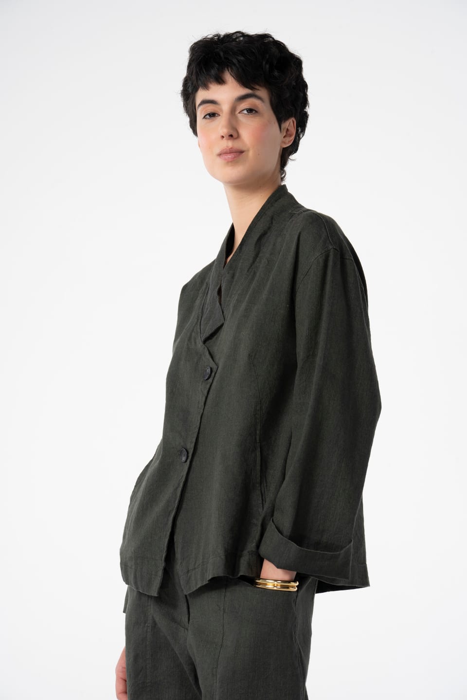 Jacket 612 wash - Blend of Delavé linen and cotton - 780PALMTREE - 10260110627