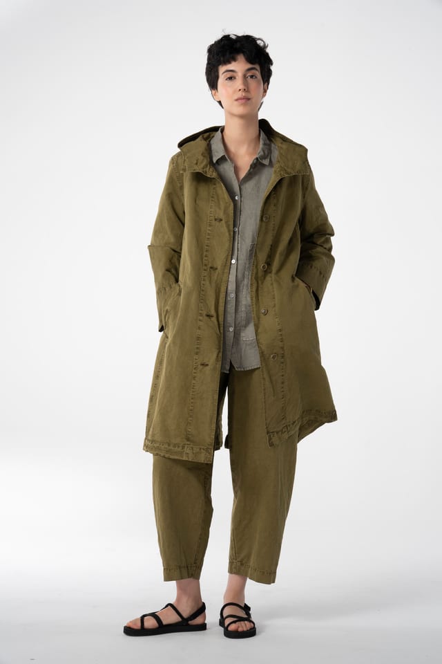 Coat 604 - Cotton linen twill - 742CANE - 10260110661