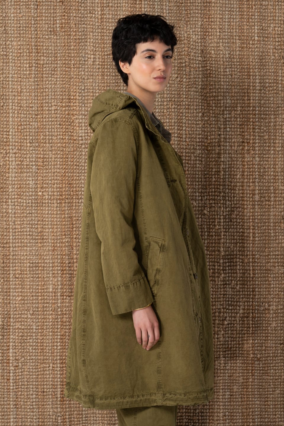 Coat 604 - Cotton linen twill - 742CANE - 10260110661