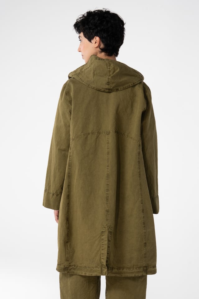 Coat 604 - Cotton linen twill - 742CANE - 10260110661