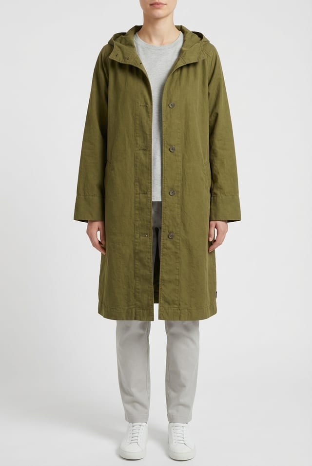 Coat 604 - Cotton linen twill - 772CACTUS - 10260110661