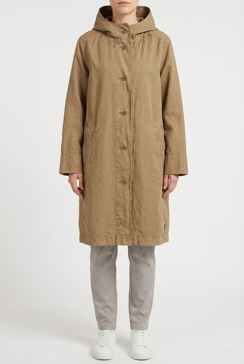 Coat 604 - Cotton linen twill - 842DUNE - 10260110661