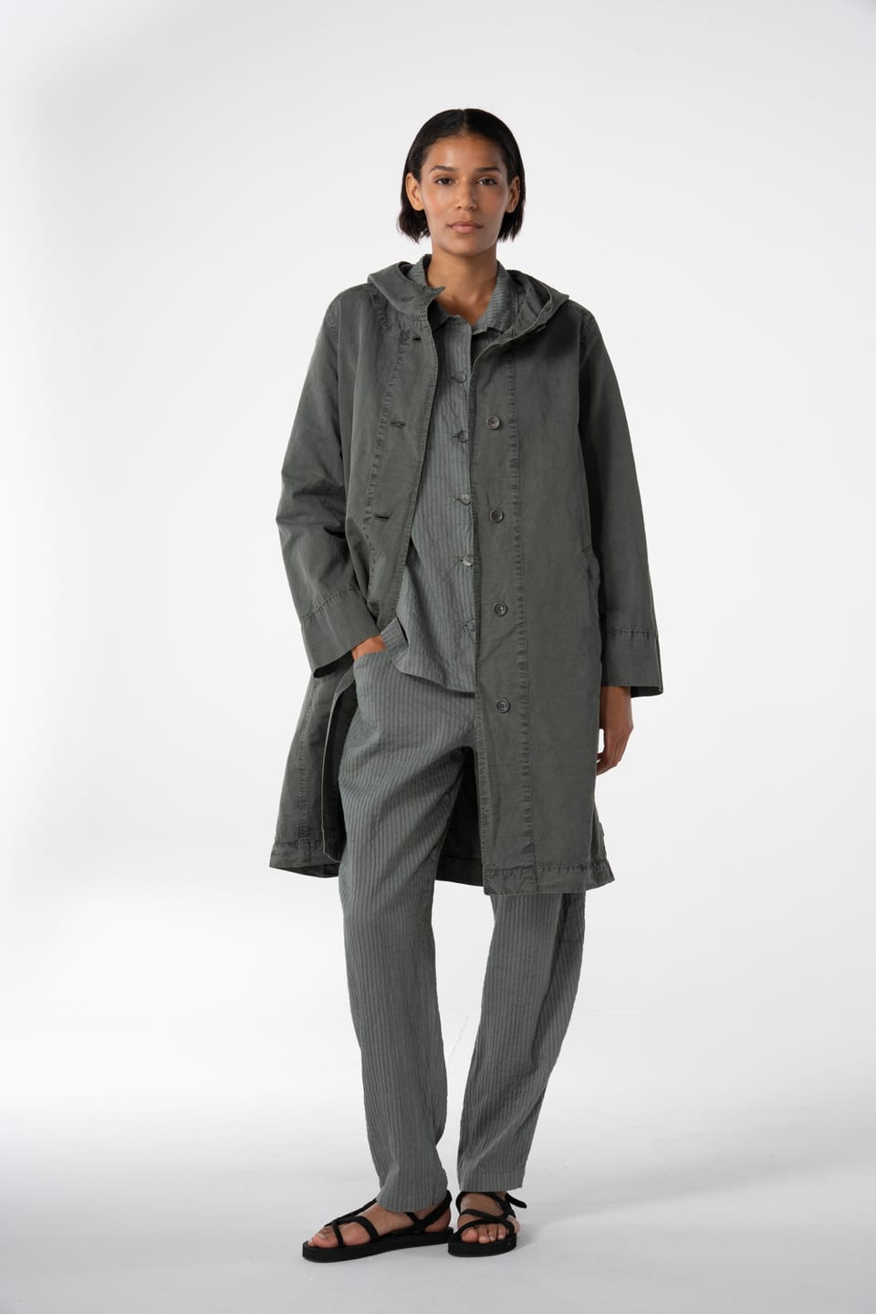 Coat 604 - Cotton linen twill - 952CAVE - 10260110661
