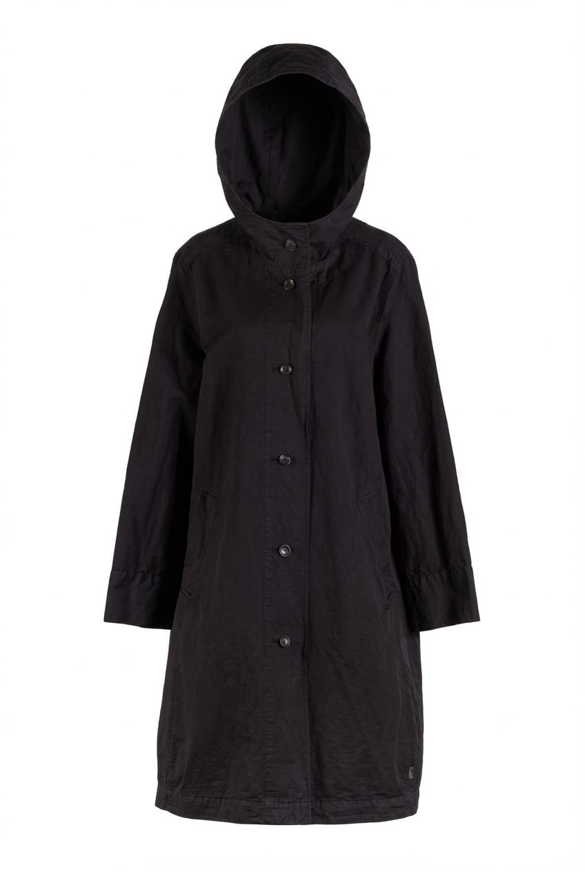 Coat 604 - Cotton linen twill - 990BLACK - 10260110661