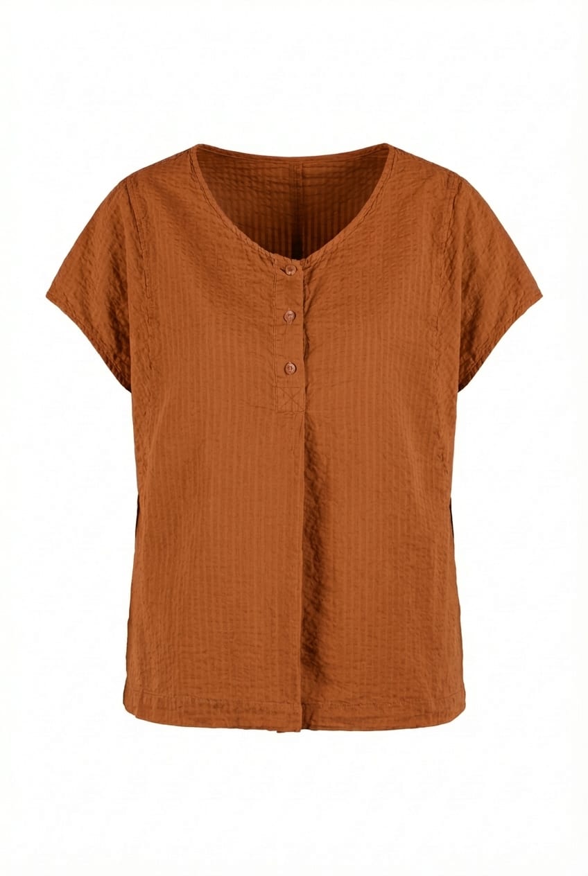Top 602 - Cotton linen seersucker - 232RUST - 10260110681