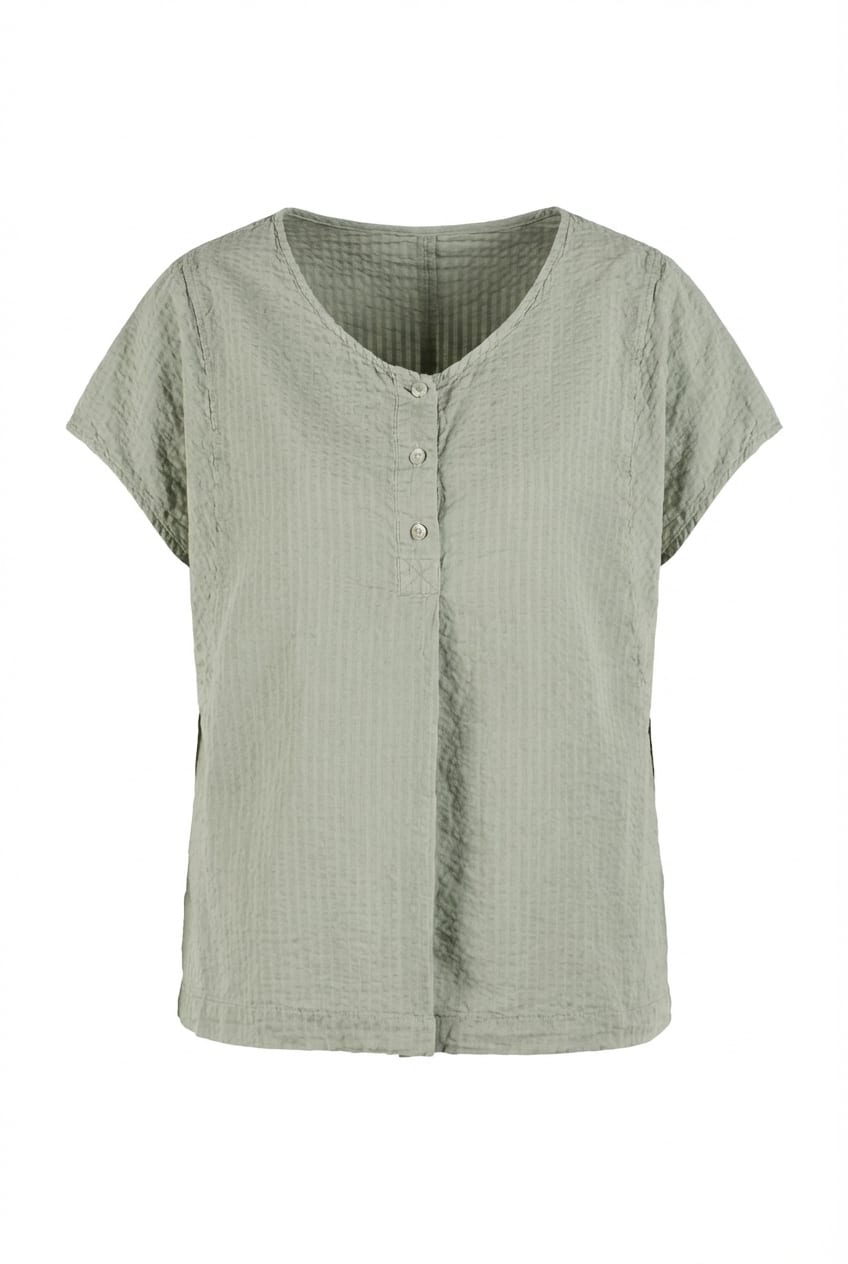 Top 602 - Cotton linen seersucker - 622POOL - 10260110681