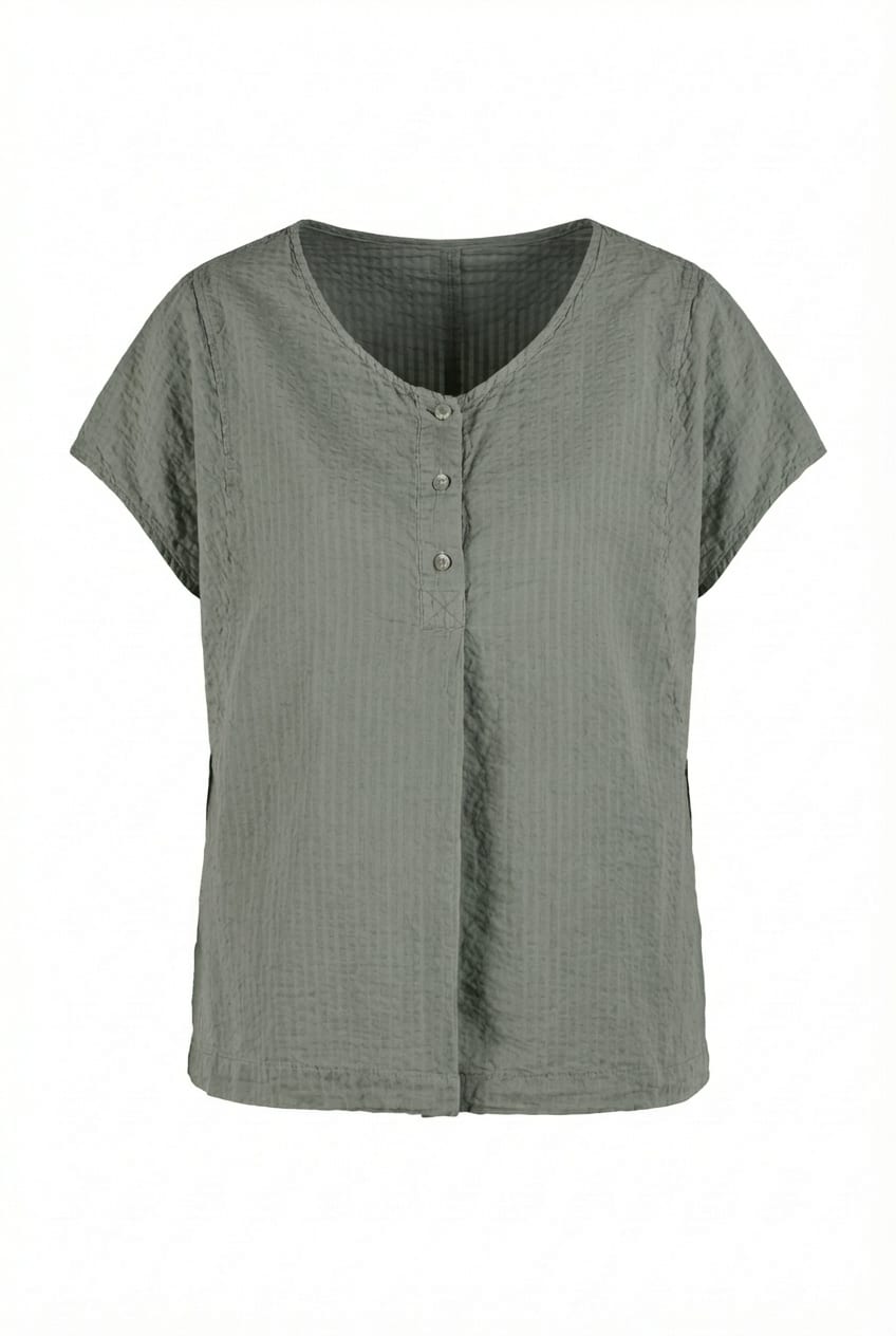 Top 602 - Cotton linen seersucker - 652ALOE - 10260110681