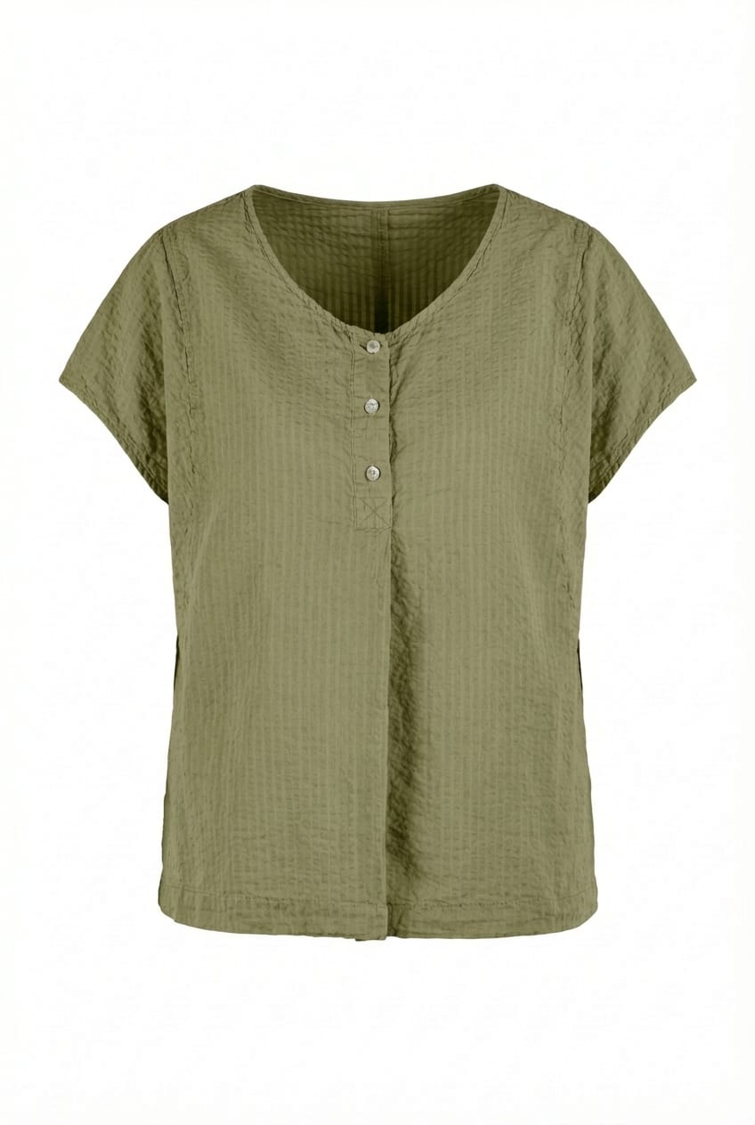 Top 602 - Cotton linen seersucker - 732FERN - 10260110681