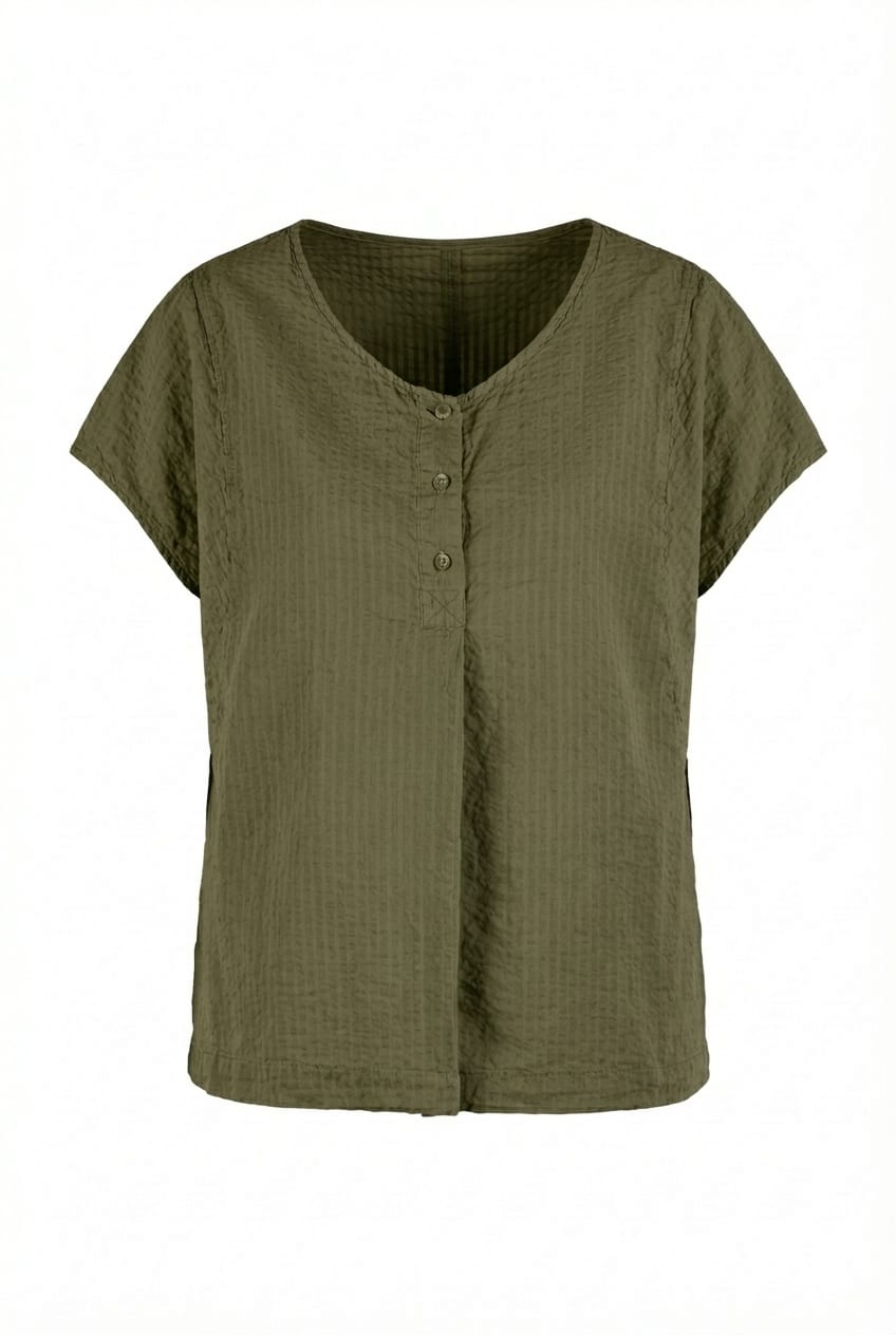 Top 602 - Cotton linen seersucker - 772CACTUS - 10260110681