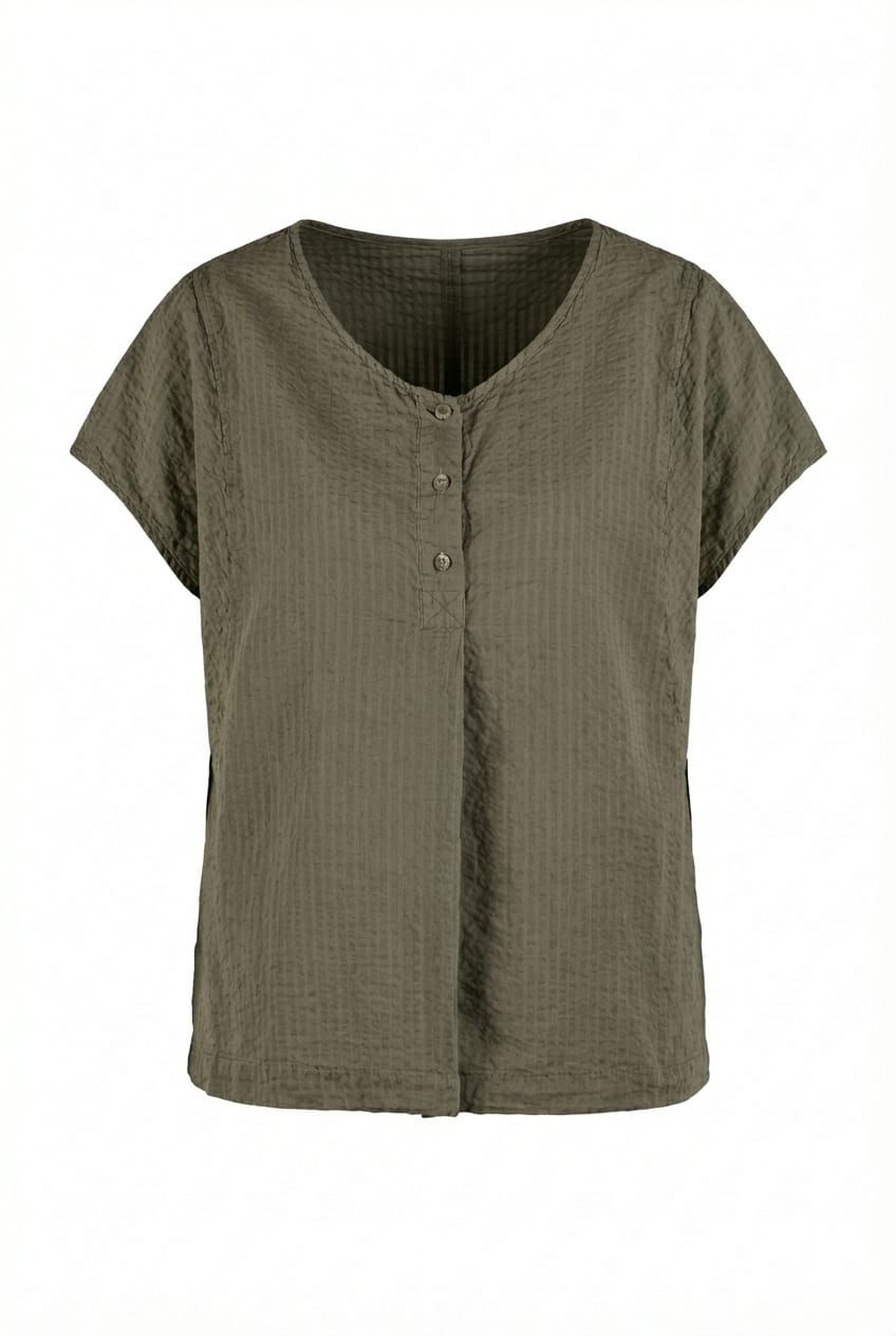 Top 602 - Cotton linen seersucker - 780PALMTREE - 10260110681