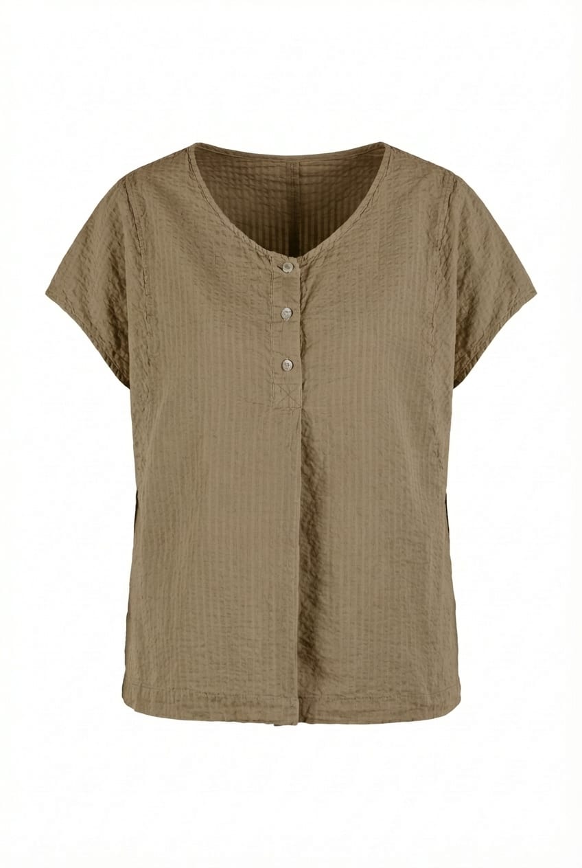 Top 602 - Cotton linen seersucker - 842DUNE - 10260110681