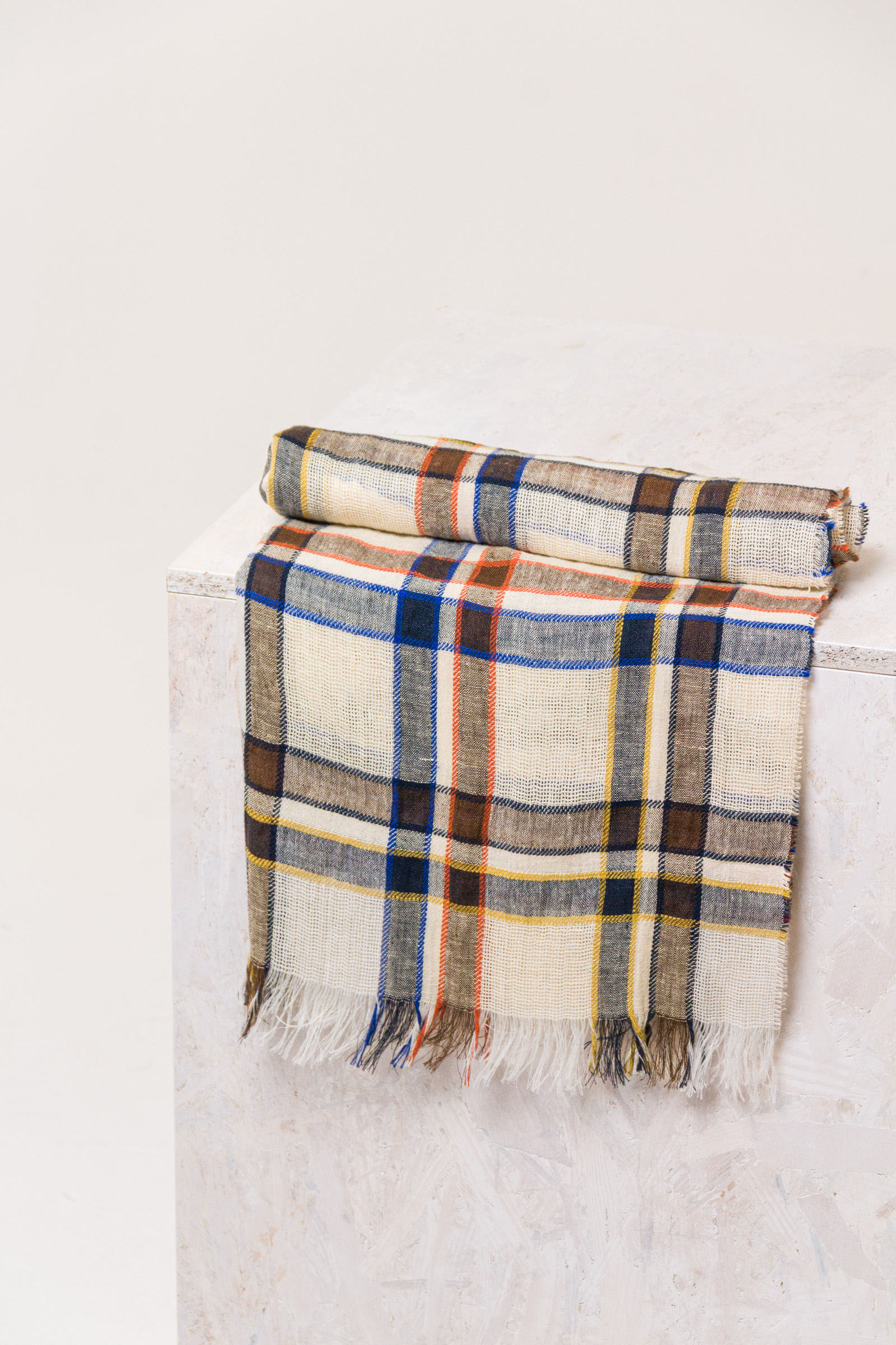 Scarf 603 Brown Linen cotton blend
