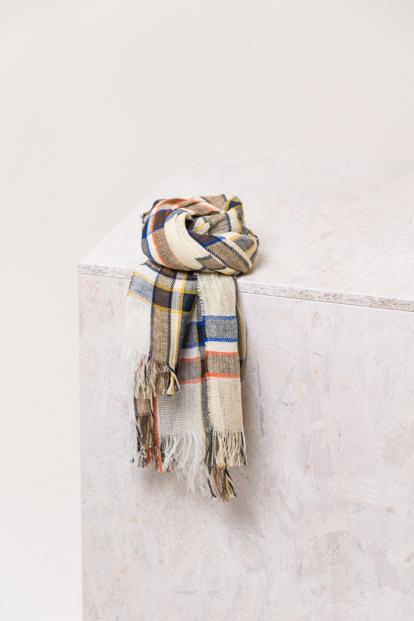 Scarf 603 Brown Linen cotton blend