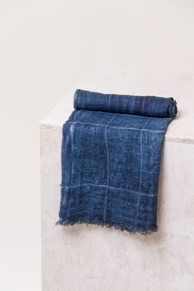 Scarf 606 - Linen cotton blend - 490NAVY - 10260110906