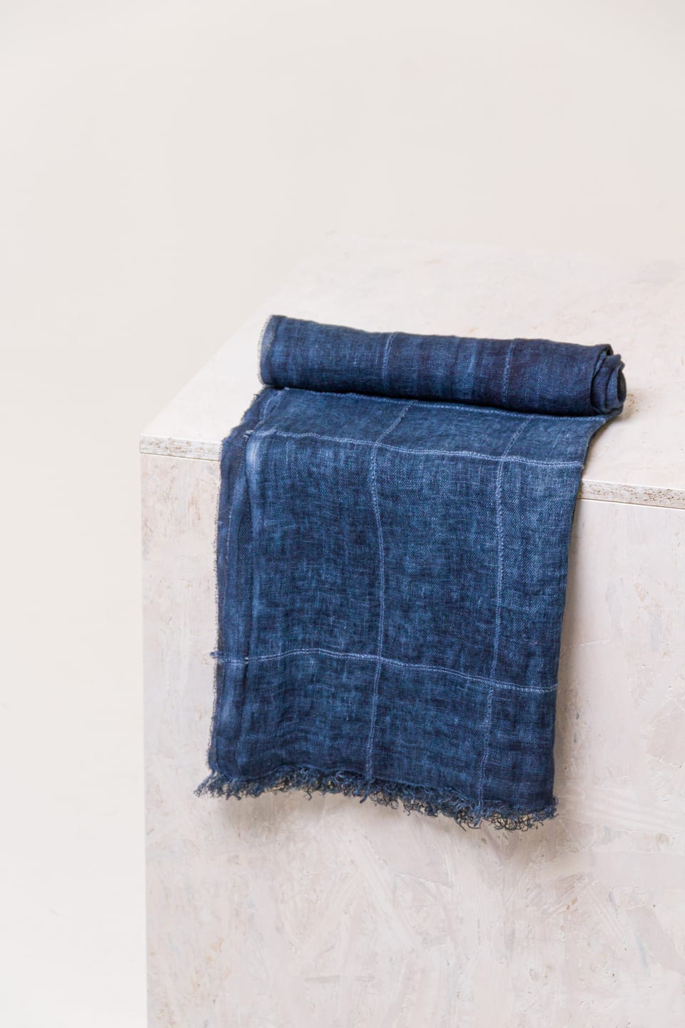 Scarf 606 - Linen cotton blend - 490NAVY - 10260110906
