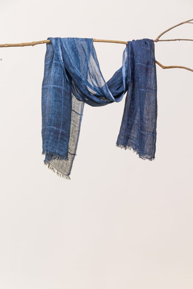 Scarf 606 - Linen cotton blend - 490NAVY - 10260110906