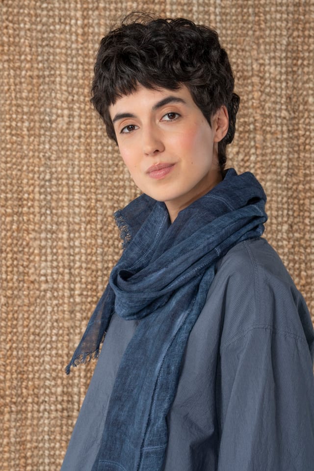 Scarf 606 - Linen cotton blend - 490NAVY - 10260110906