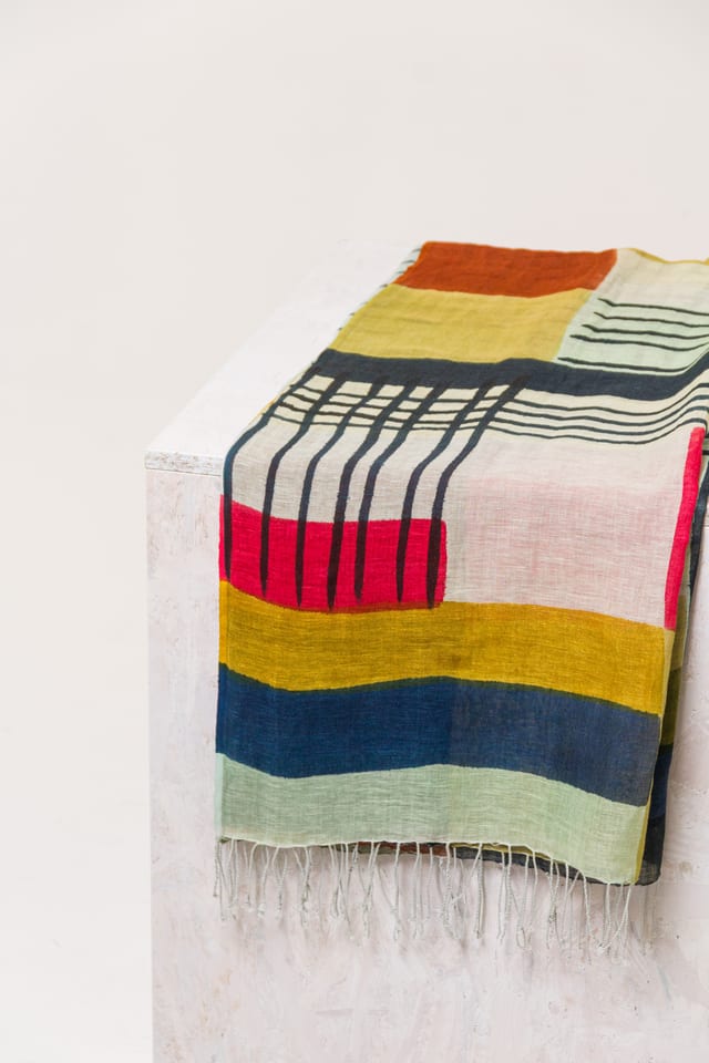Scarf 607 - Linen cotton blend - 620POOL - 10260110907