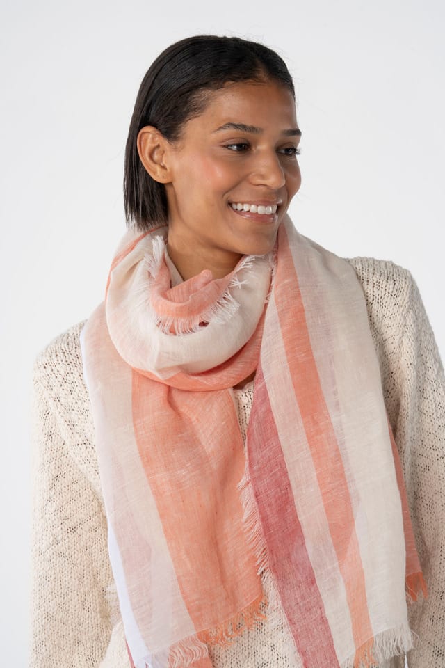 Scarf 614 - Linen cotton blend - 230RUST - 10260110914