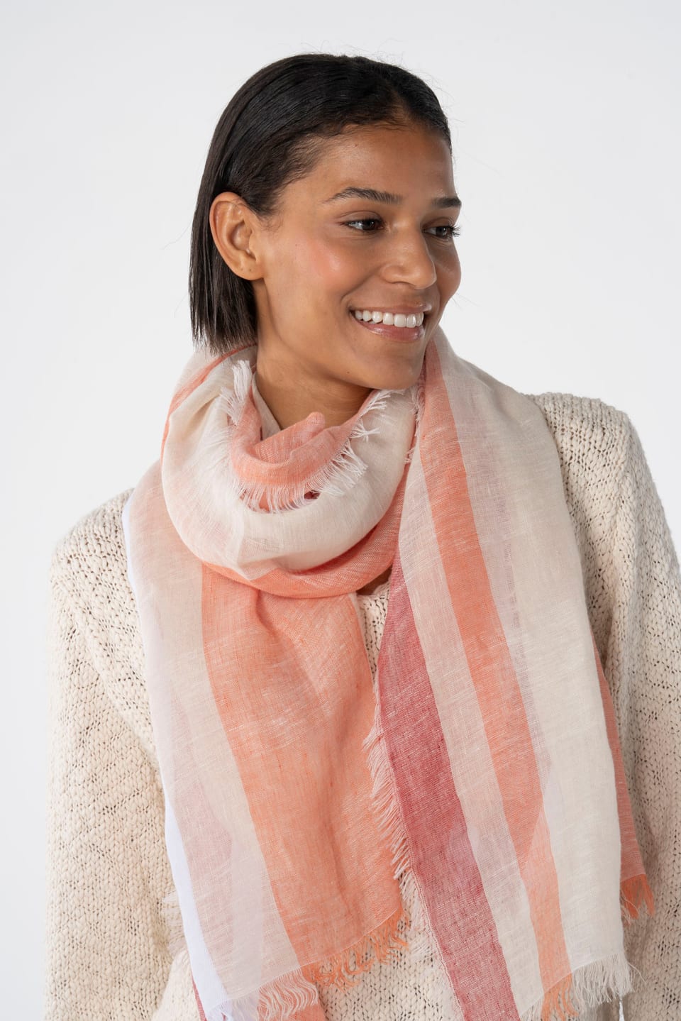 Scarf 614 - Linen cotton blend - 230RUST - 10260110914