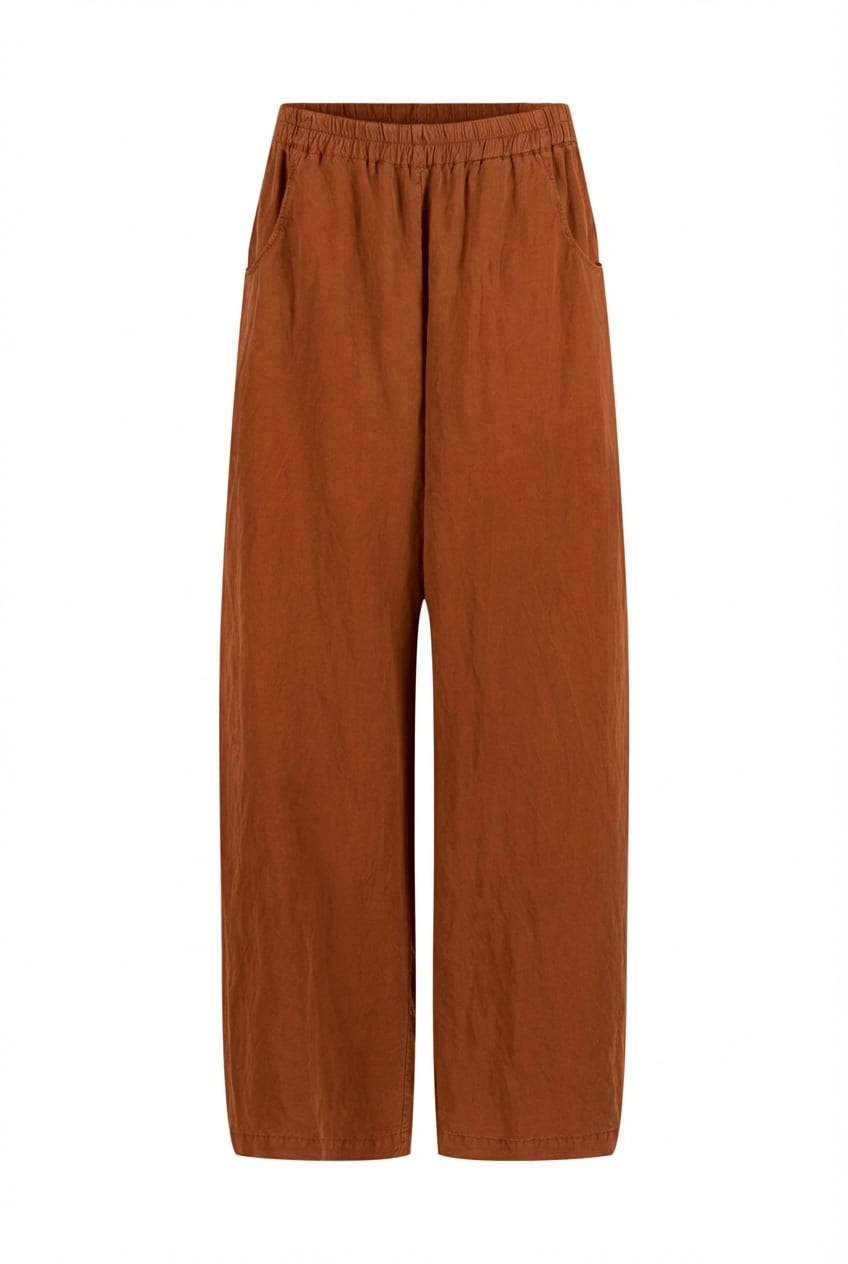 Kalhoty 604 - Lyocell linen blend - 232RUST - 60260110503