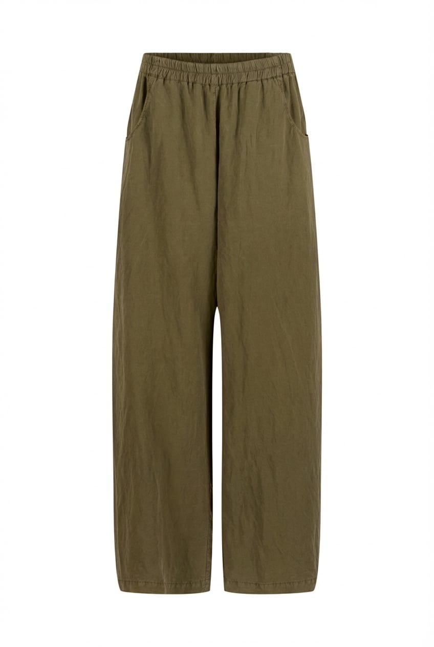 Kalhoty 604 - Lyocell linen blend - 762TAPENADE - 60260110503