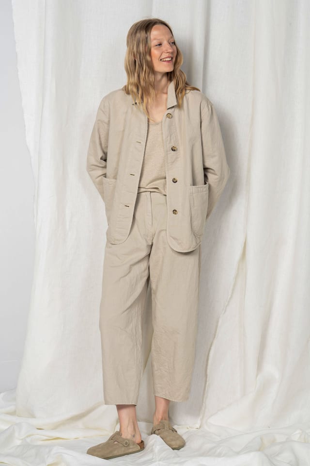 Trousers 605 - Chevron cotton hemp - 120NETTLE - 60260110504