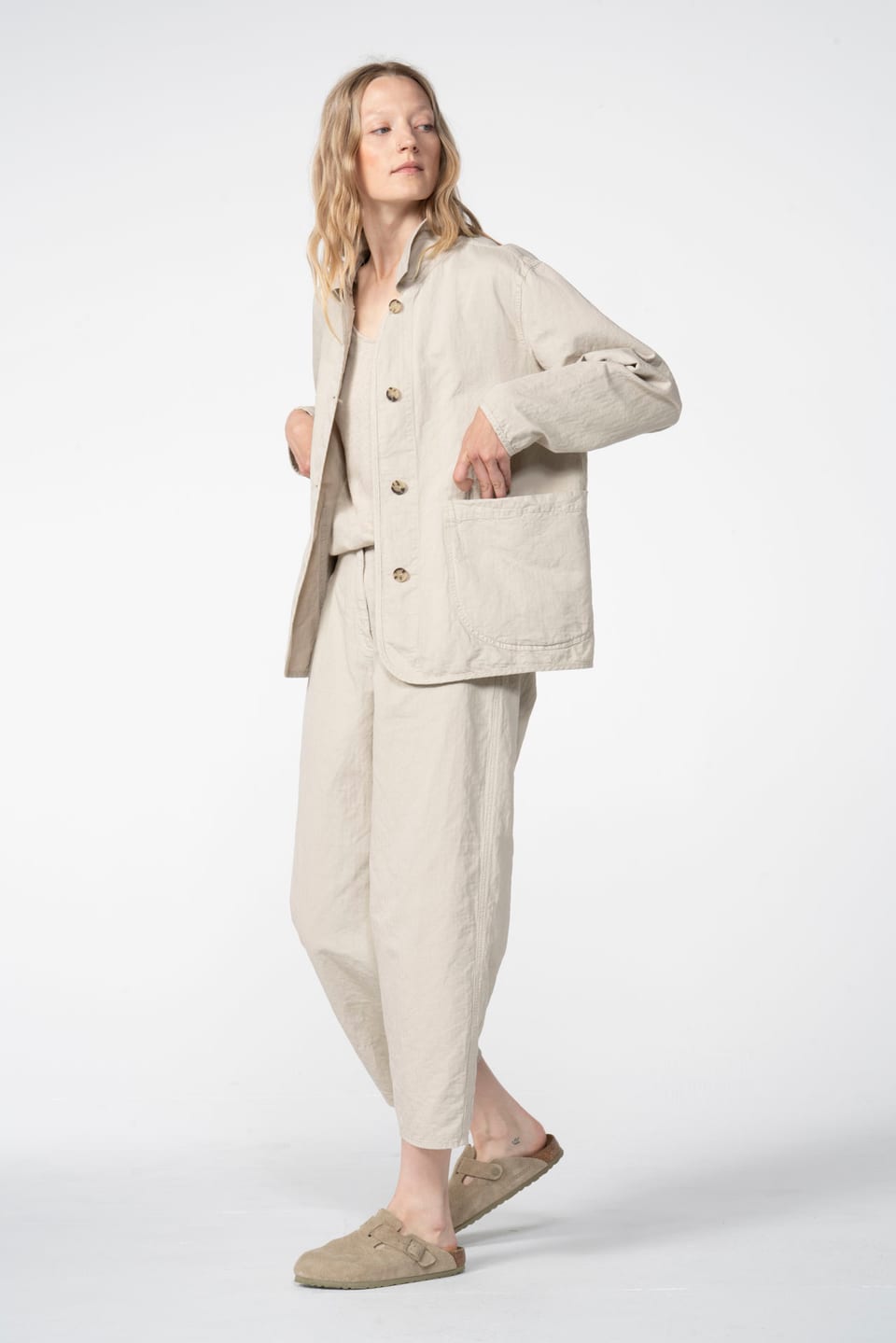 Trousers 605 - Chevron cotton hemp - 120NETTLE - 60260110504