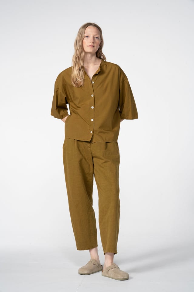 Trousers 605 - Chevron cotton hemp - 762TAPENADE - 60260110504