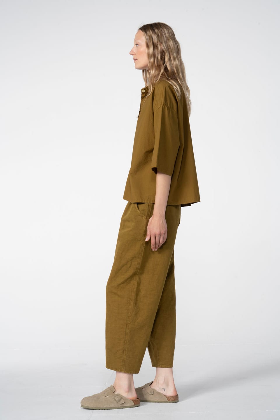 Trousers 605 - Chevron cotton hemp - 762TAPENADE - 60260110504