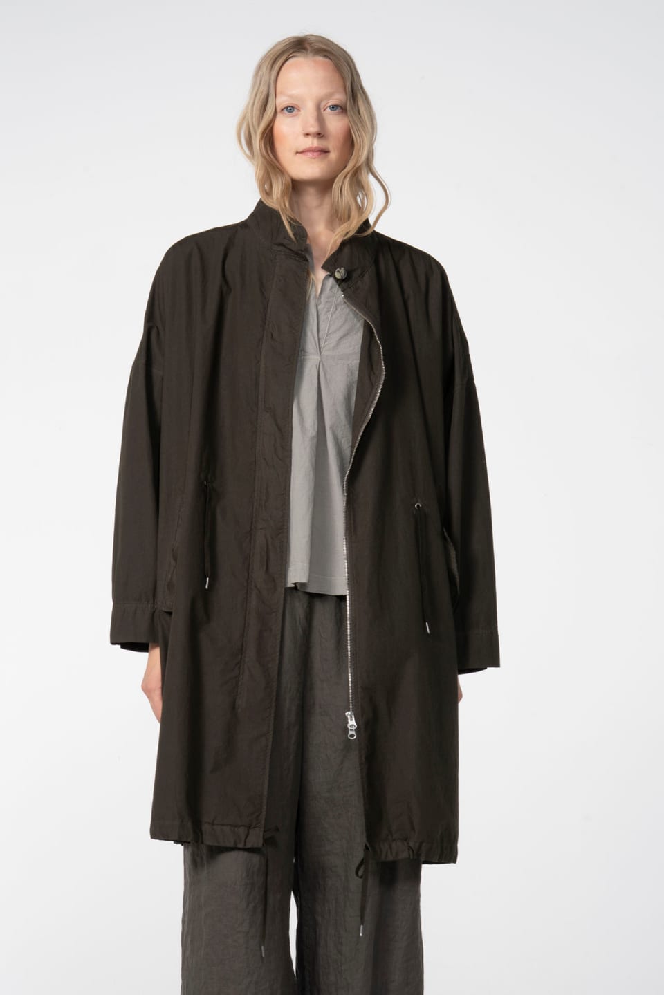 Coat 601 - Compact cotton poplin - 790BELUGA - 60260110509